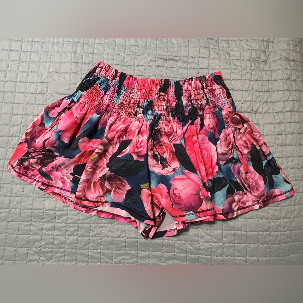 Lululemon Athletica Floral High Waist Shorts - Pink and Black